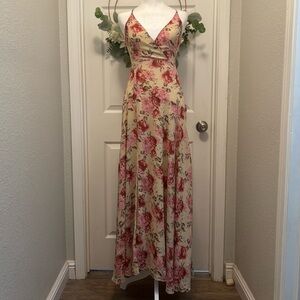 Astr The Label Cream and Pink Maxi Dress